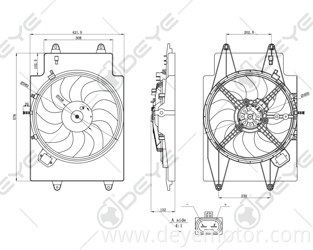 46849782 pc cooling radiator fan for ALFA ROMEO 147 ALFA ROMEO GT